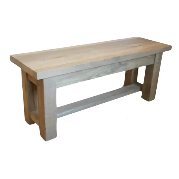 Eiken houten zitbank bij tafel
